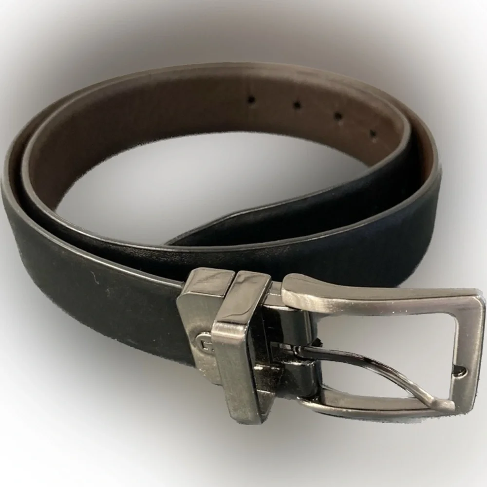 Chaps mens medium black brown reversible belt